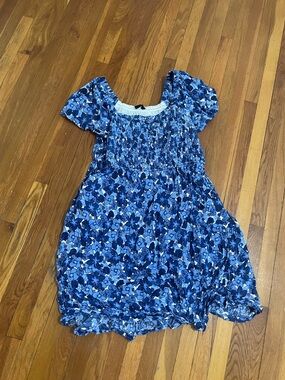 Lane Bryant Blue Floral Smocked Dress Size 22/24 | Boho Dress